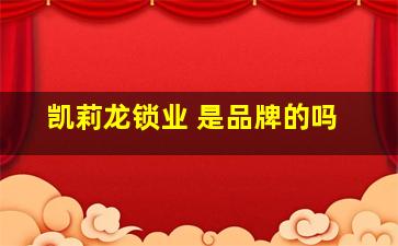 凯莉龙锁业 是品牌的吗